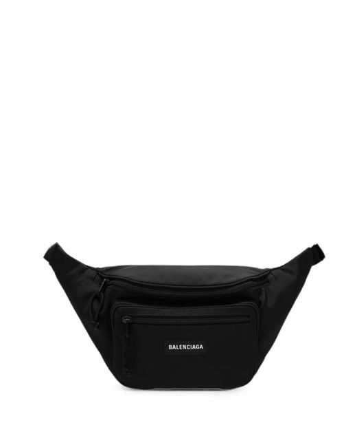 Balenciaga Black Logo-Patch Zip-Fastening Belt Bag for men