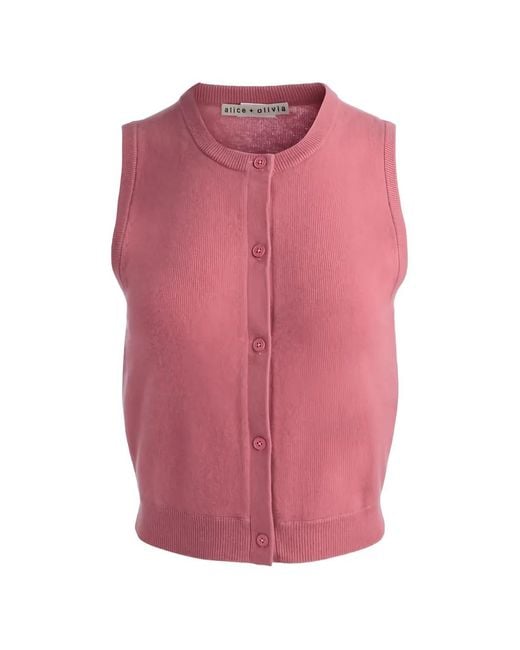 Alice + Olivia Pink Loly Button-Up Sleeveless Top