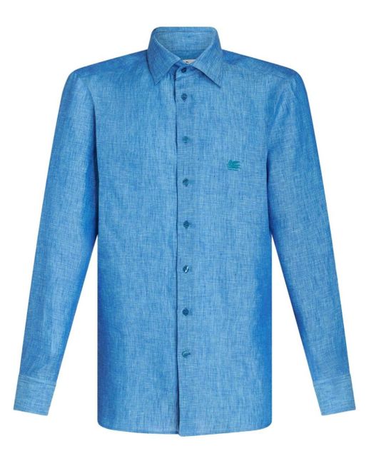 Camisa con bordado Pegaso Etro de hombre de color Blue