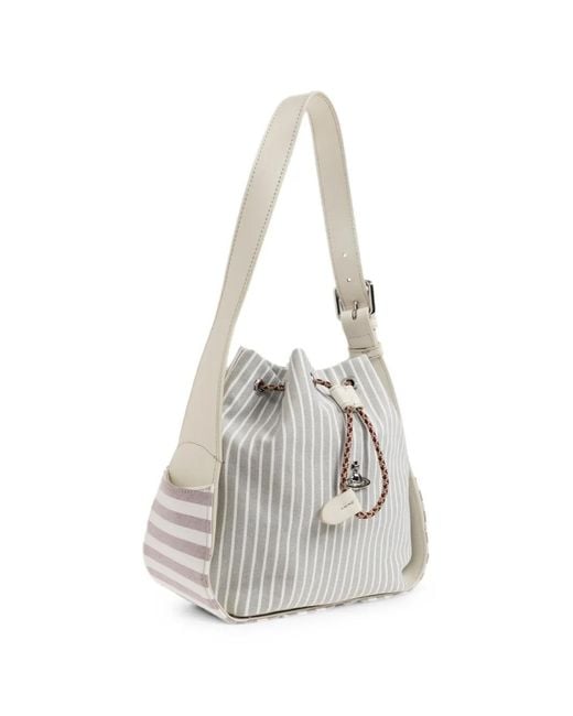 Vivienne Westwood White Stacey Striped Tote Bag