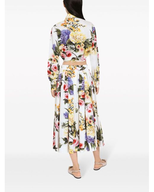 Jupe mi-longue à fleurs Dolce & Gabbana en coloris White