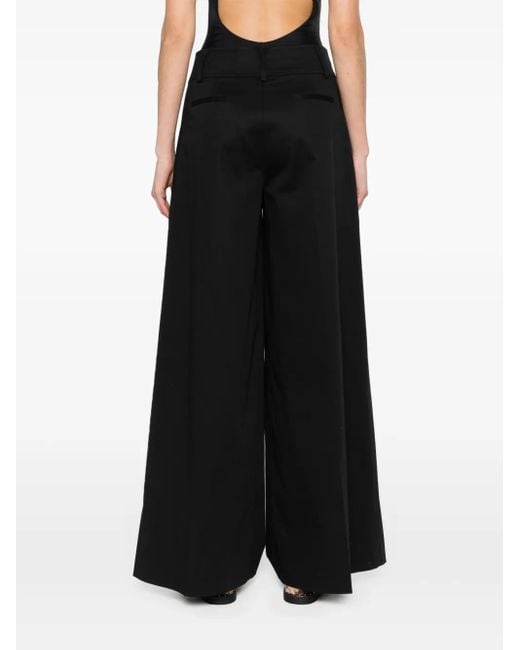 Pinko Black Proteo Wide-Leg Cotton Trousers