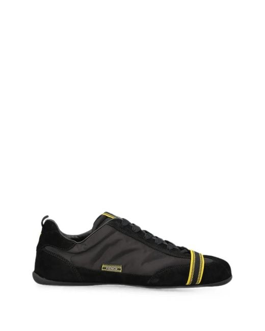 Fendi Black Wrap Suede And Fabric Low-Top Trainers for men