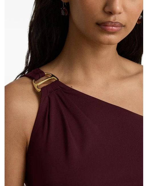 Ralph Lauren Purple Elsie One-Shoulder Hardware-Detail Maxi Dress