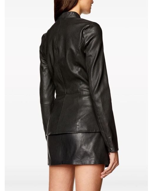 DIESEL Black L-Sory-N1 Logo-Appliqué Leather Jacket