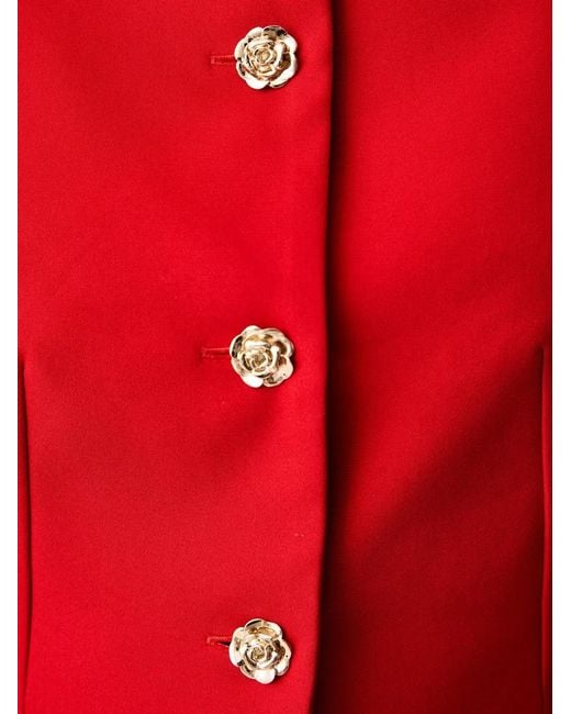 Morgan Red Rose-Button Peplum Top