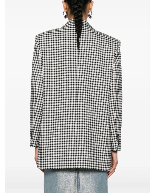 Moschino Black Gingham-Check Single-Breasted Blazer