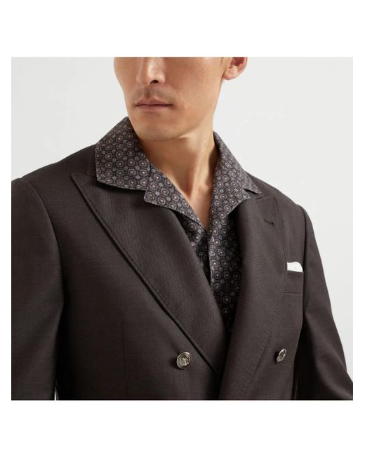 Brunello Cucinelli Black Double-Breasted Blazer for men