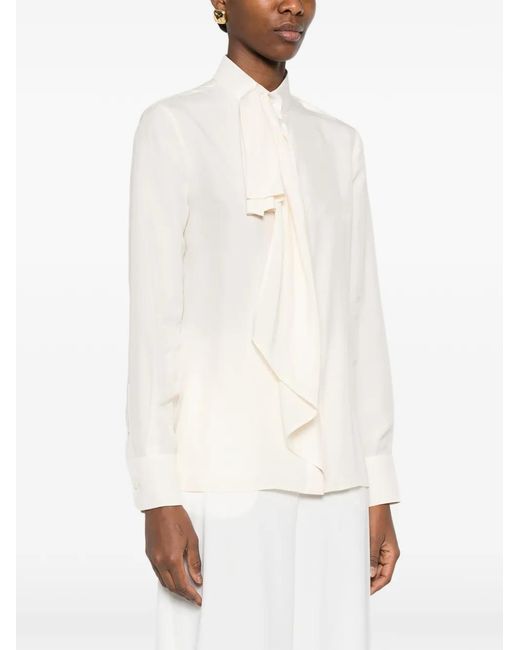 Givenchy White Tie Neck Blouse