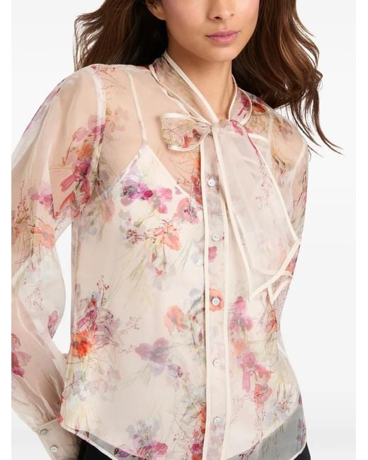 Cinq À Sept Pink Iris Bouquet Farouz Floral Bouquet Tie Shirt