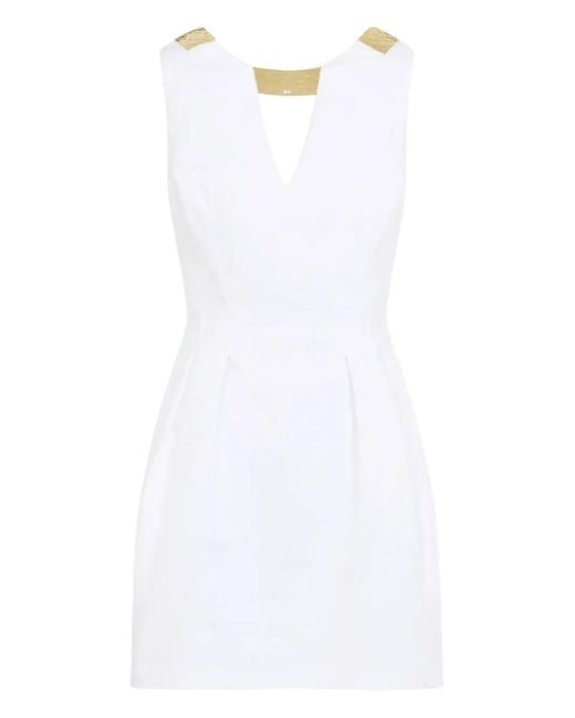 Elisabetta Franchi White V-Neck Mini Dress