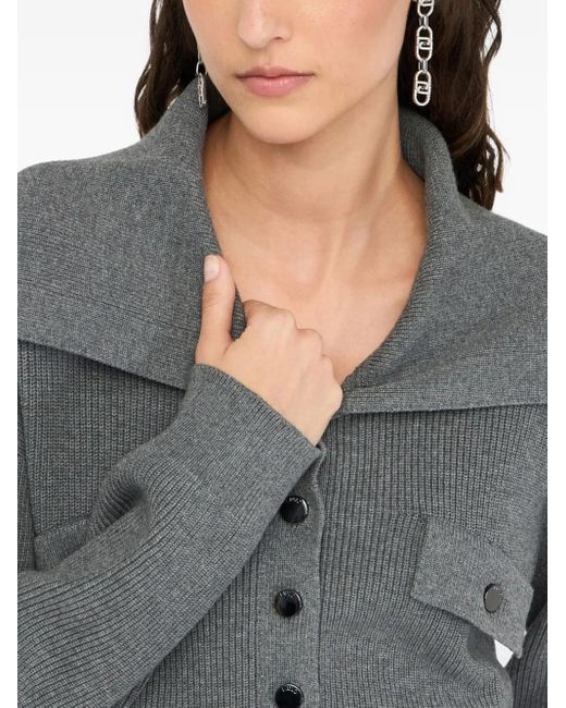 Liu Jo Gray Gerippter Pullover mit Stehkragen