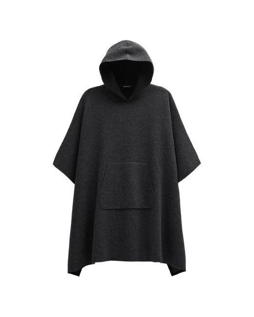 James Perse Black Hooded Wool Poncho