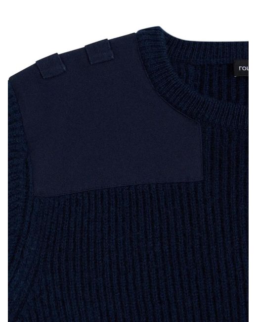 Gosha Rubchinskiy Blue Ribbed-Knit Patch-Detail Sweater