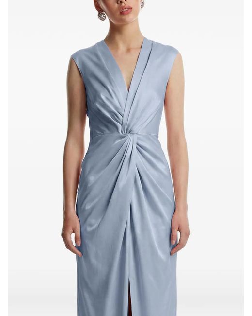 Framboise Blue Robe Fendue À Col V