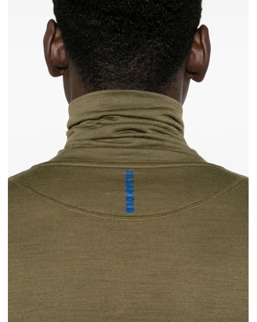 Jil Sander Green Zip-Neck Long-Sleeve T-Shirt for men