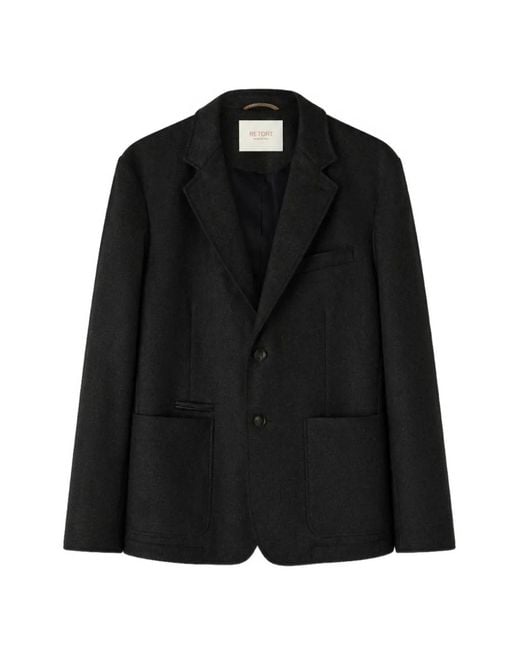 RETORI Black Single-Breasted Padded Blazer for men
