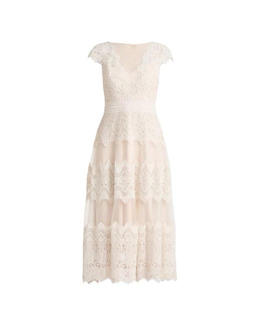 Tadashi Shoji White Lace Tiered Dress