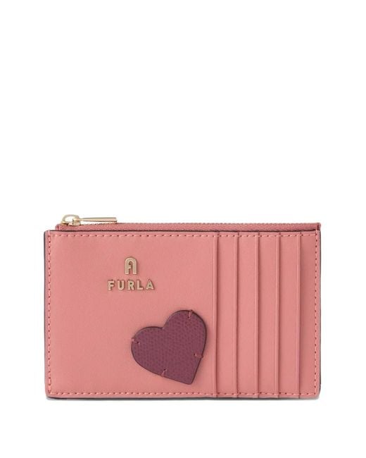 Furla Pink M Camelia Heart-Patch Card Case