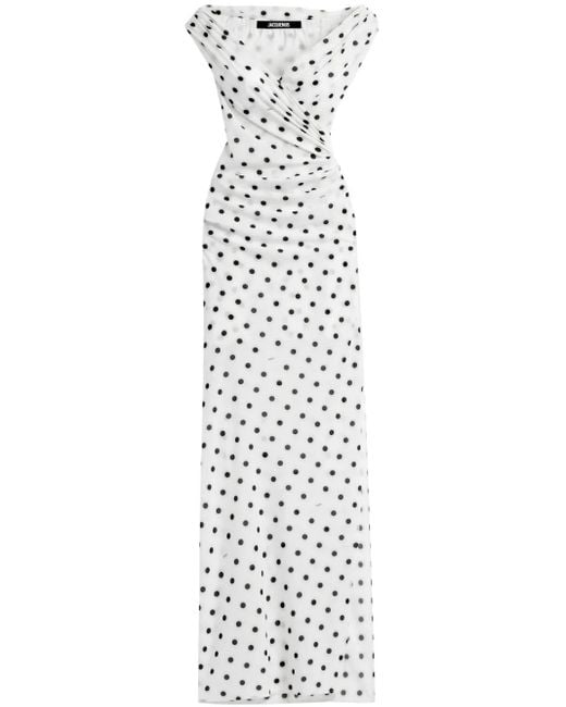 Jacquemus White Polka Dot Patterned Dress