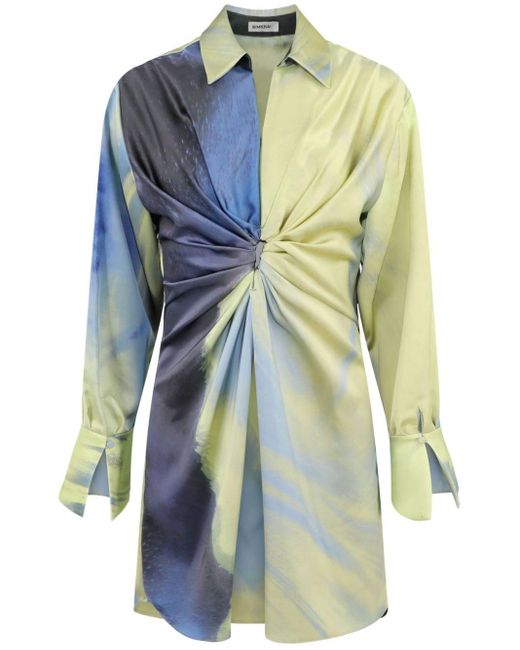 Jonathan Simkhai Blue Roma Drape Front Mini Dress