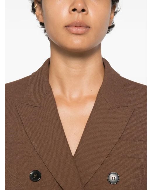 Seventy Brown Double-Breasted Peak-Lapel Jacket