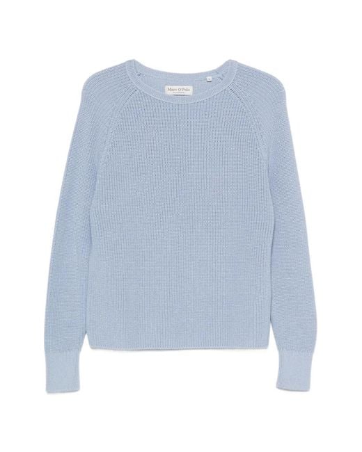 Marc O' Polo Blue Raglan-Sleeve Ribbed-Knit Knit