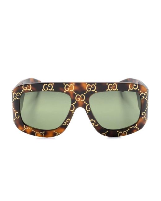Gucci Green GG Monogram Pilot-frame Sunglasses for men