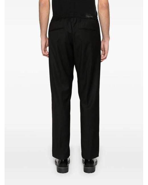 Michael Coal Black Drawstring-Fastening Trousers for men