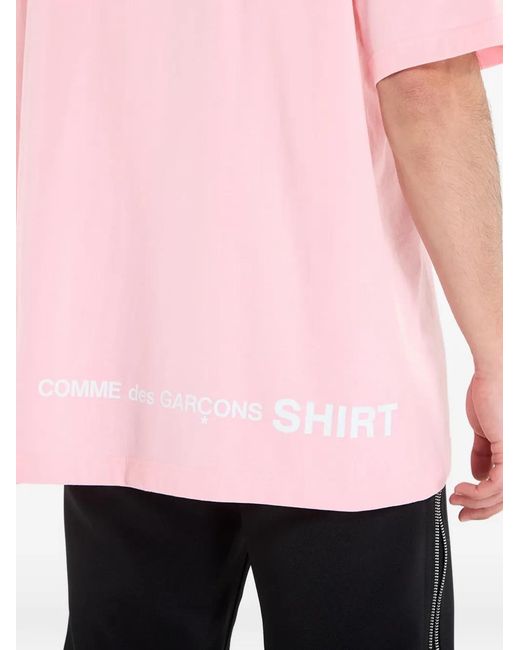 Comme des Garçons Pink Logo-Print T-Shirt for men