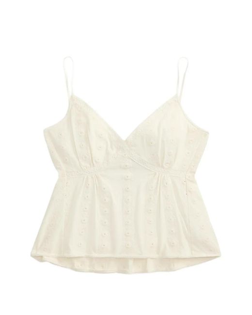 RRL White Eyelet Lace-Trim Blouse