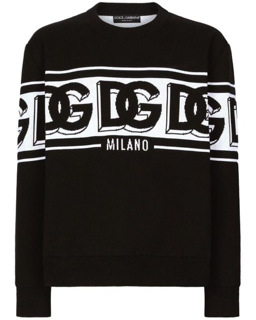 Maglia con logo dg di Dolce & Gabbana in Black da Uomo