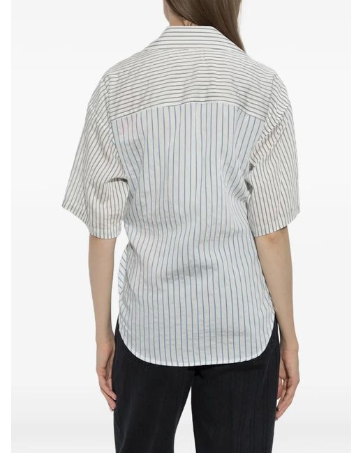 DIESEL White C Delphos Ss Striped Tie-Fastening Shirt