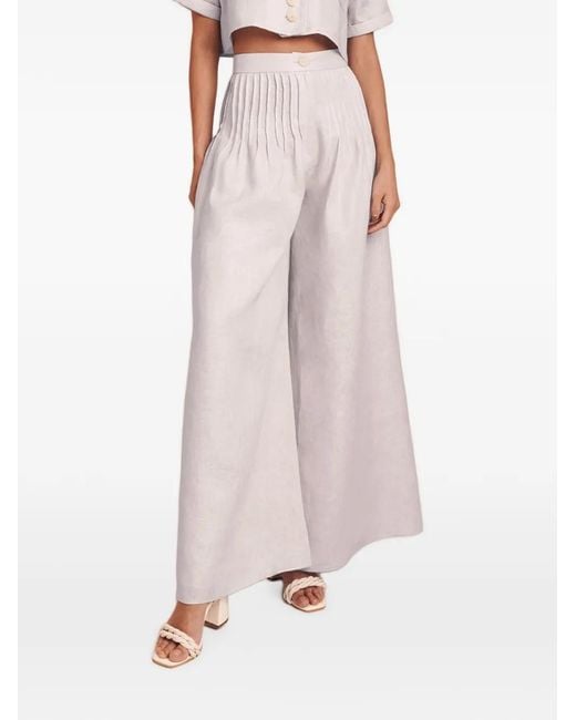 AZULU Pink Posey Pleated Palazzo Pants