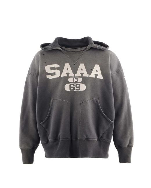 SAINT Mxxxxxx Gray Berberjin Logo-Print Hoodie for men