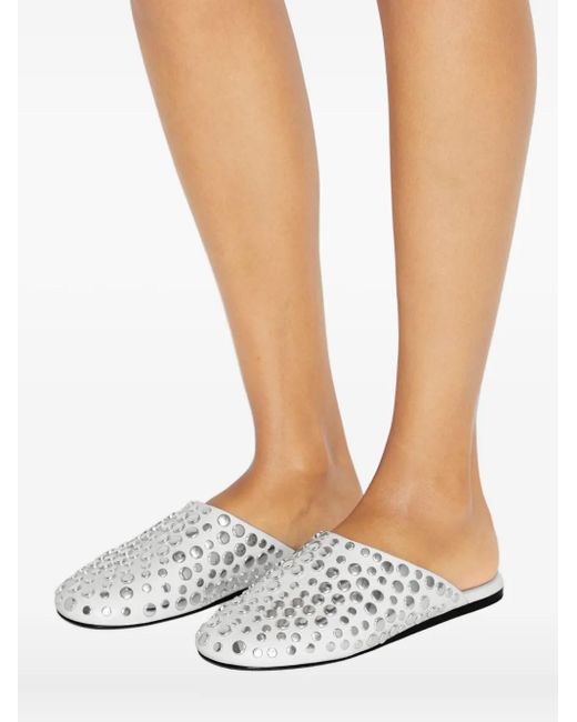 Tory Burch White Studded Leather Mules