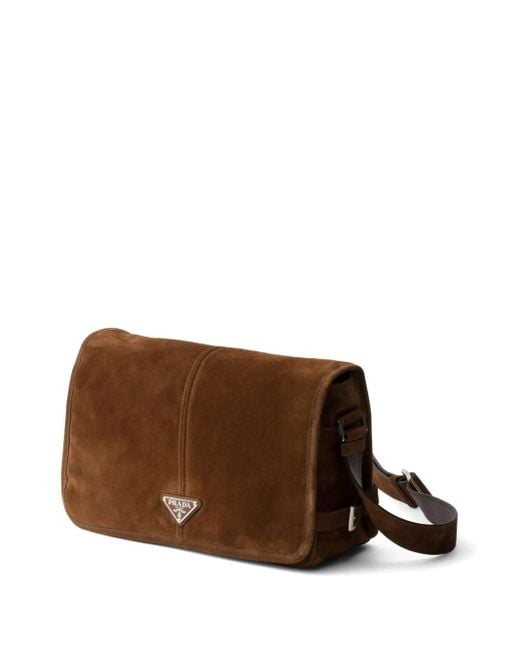 Prada Brown Suede Shoulder Bag for men
