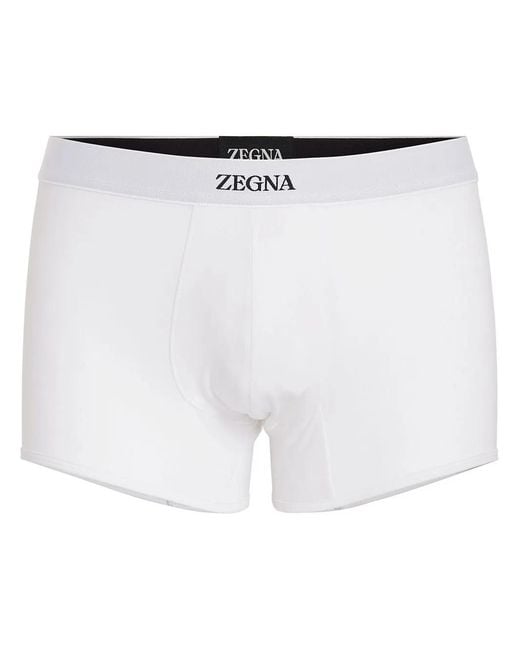 Zegna White Waistband-Logo Cotton Boxers for men
