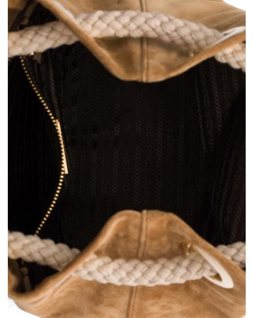 Prada Brown Small Mariner Suede Bucket Bag