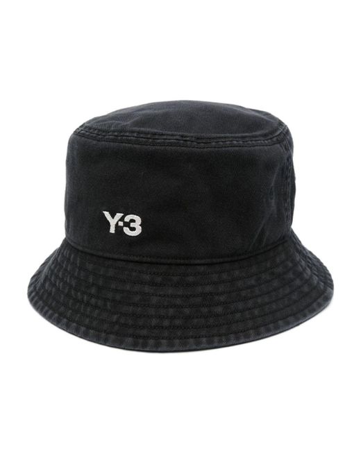 Chapeau en coton à logo brodé Y-3 en coloris Black