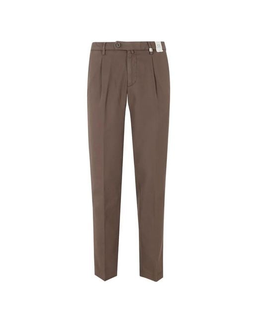Myths Brown Pleated-Front Tailored Trousers for men