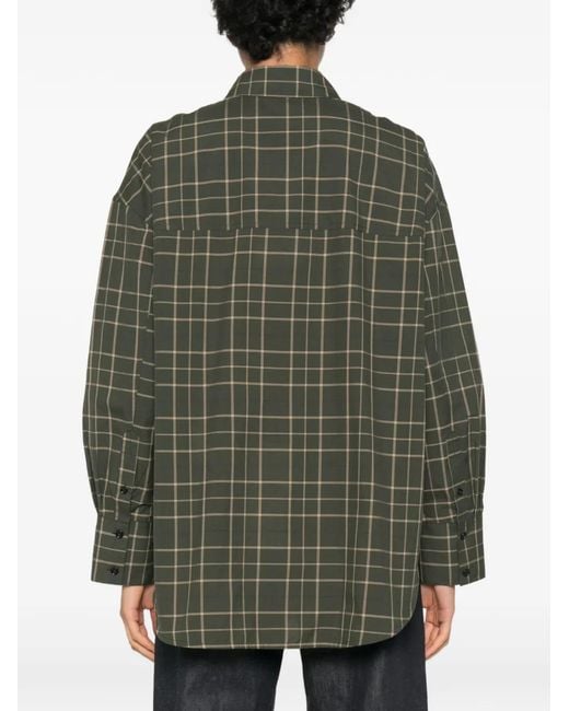 Totême Green Check-Pattern Silk-Blend Shirt