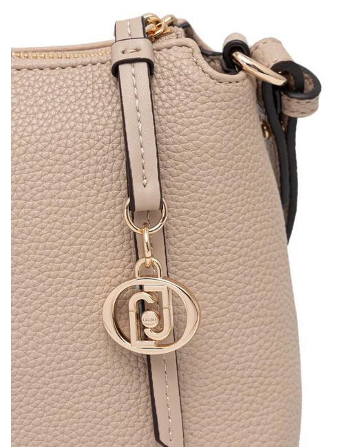 Liu Jo Natural Logo-Charm Pebbled-Effect Shoulder Bag