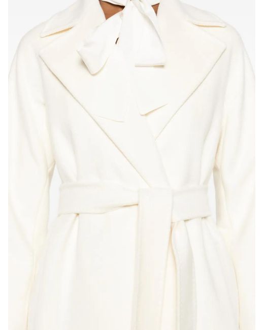 Abrigo cruzado con cinturón Max Mara de color White