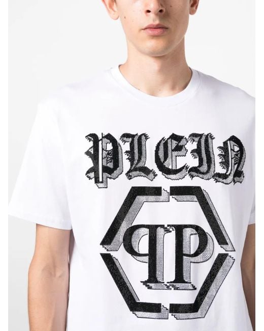 Philipp Plein White Ss Chrome Round-Neck T-Shirt for men
