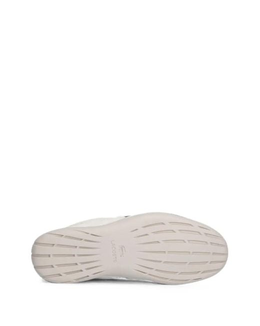 Lacoste White Net Low Logo-Patch Sneakers