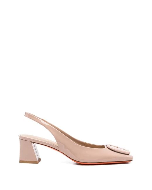 Santoni Pink Buckle Leather Pumps