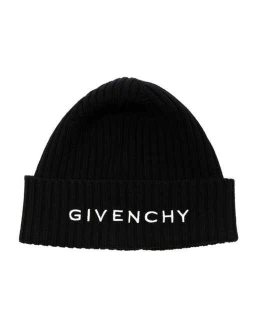 Givenchy Gerippte Mütze mit Logo-Print in Black für Herren