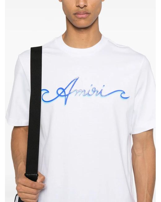 Amiri White Logo-Print Cotton T-Shirt for men