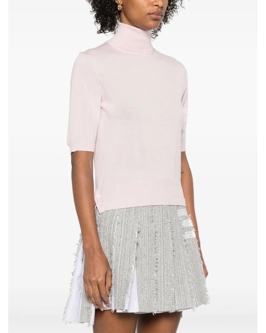 Thom Browne Pink 4-Bar Stripe T-Shirt